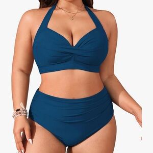 Elegant Teal Halter Bikini Set